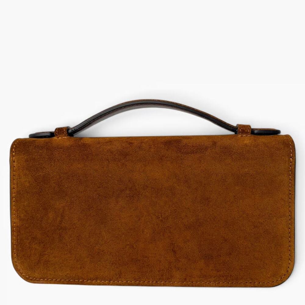 Coach Elora Brown Suede Crossbody Top Handle Bag Fall Boho NWT - Picture 3 of 12